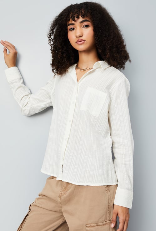 Women Seersucker Regular Fit Shirt