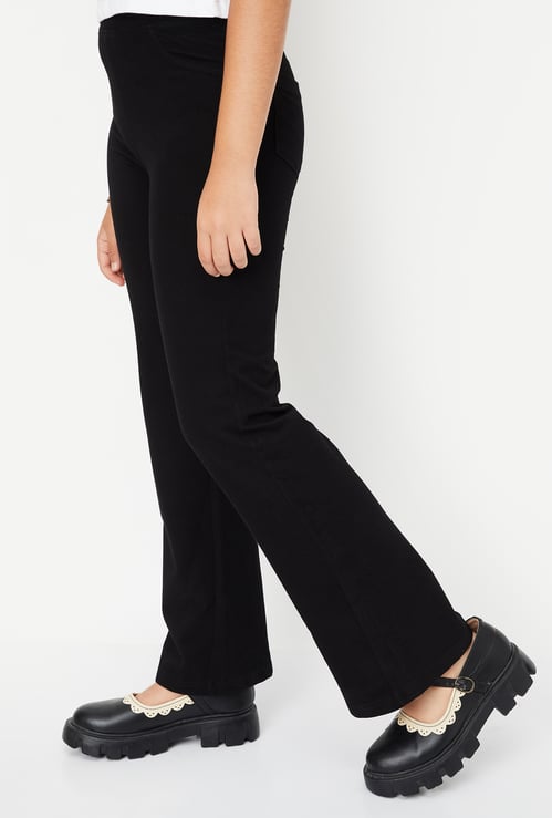 Girls Solid Slim Fit Trousers