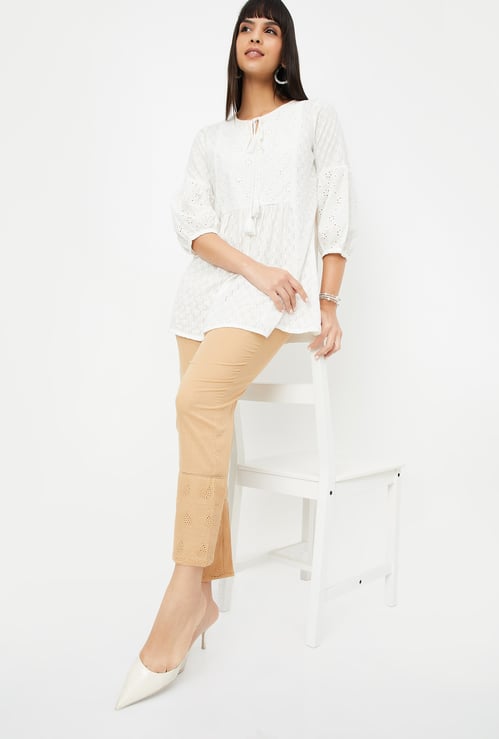 Women Schiffili Embroidered Straight Pants