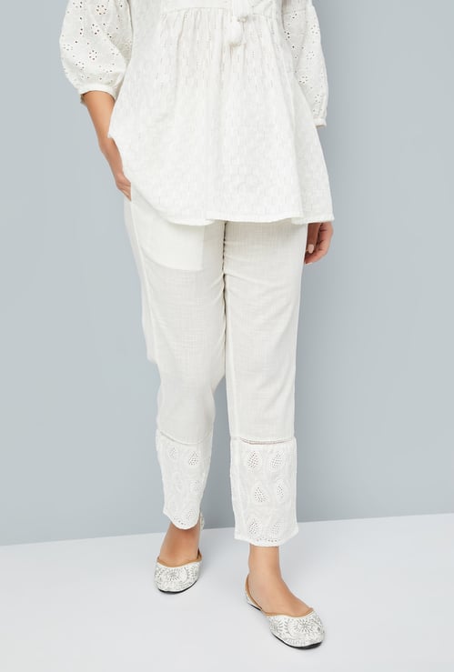 Women Schiffili Embroidered Straight Pants