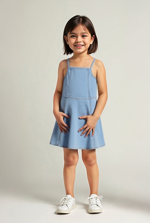 Girls Washed Denim Dress