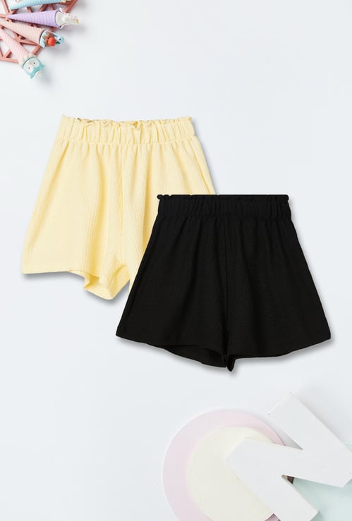 Girls Textured Shorts - Pack of 2