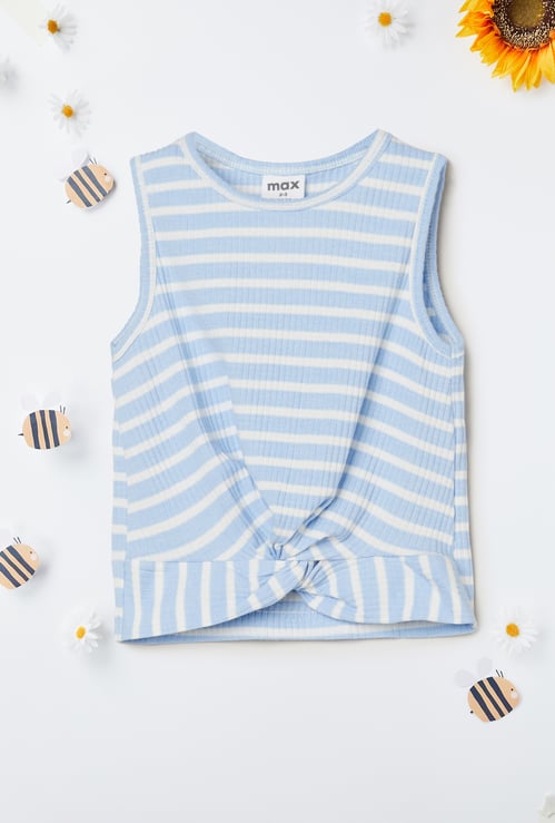 Girls Striped Twist Detail Top