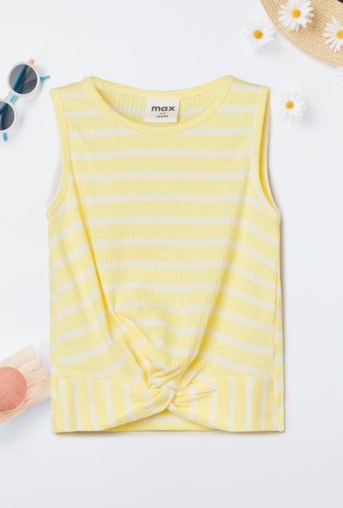Girls Striped Twist Detail Top