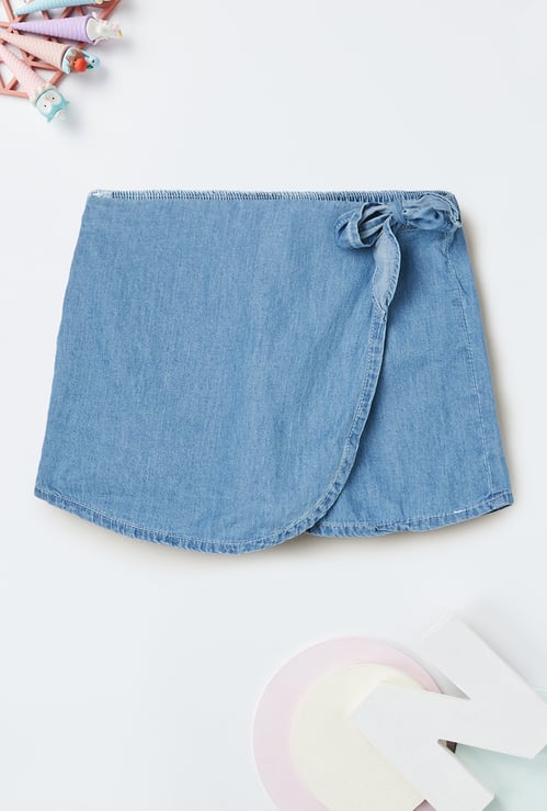 Girls Washed Denim Skorts