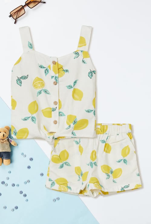 Girls Printed Shorts Set