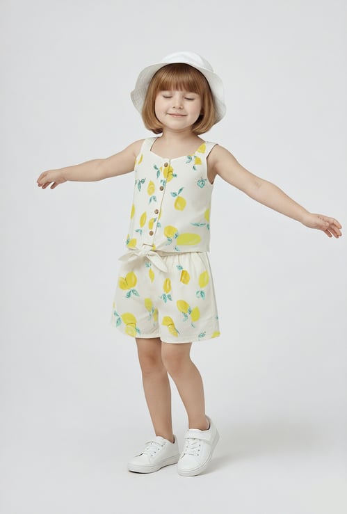 Girls Printed Shorts Set