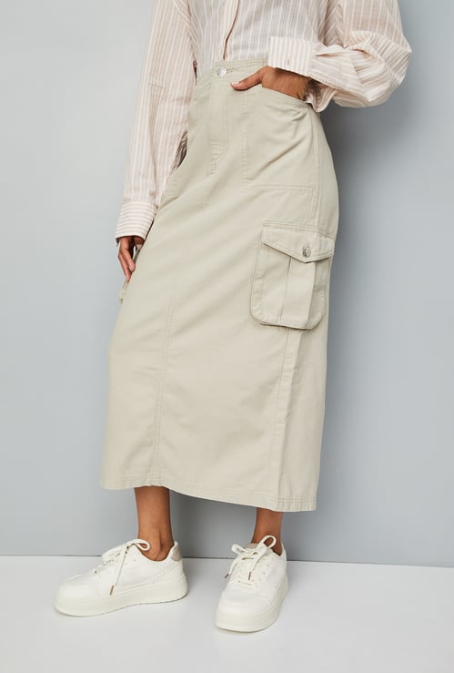 Women Solid Cargo Skirt