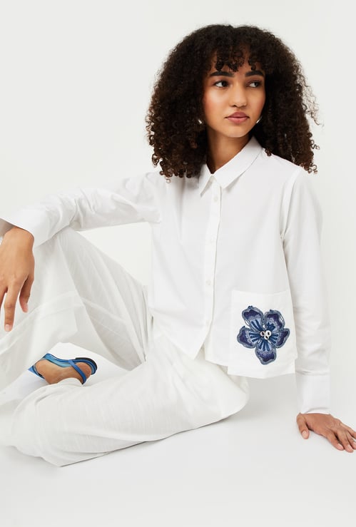 Kalki x Max Women Floral Embroidered Slim Fit Shirt