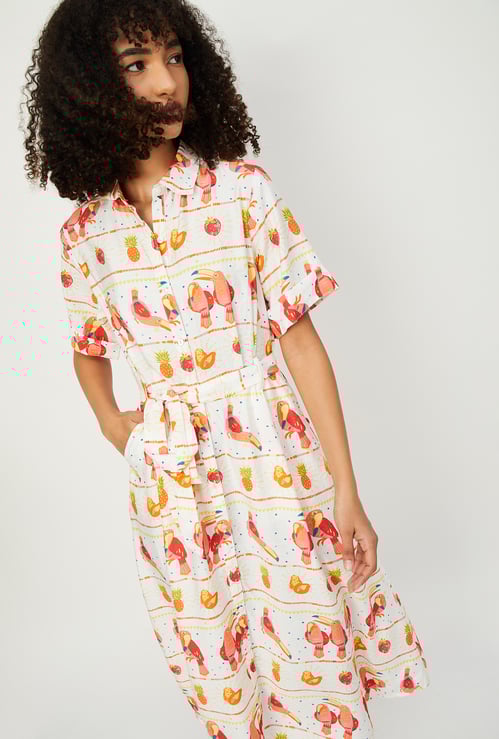Kalki x Max Women Knit Checked Fit & Flare Belted Dress