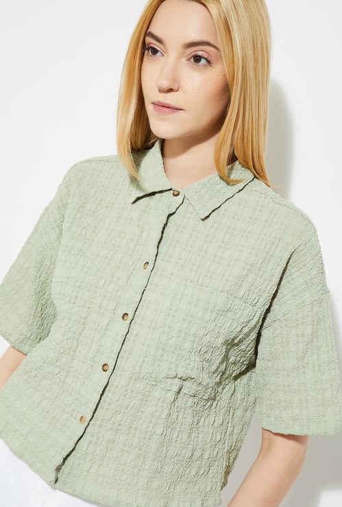 URB_N Women Textured Boxy Fit Shirt