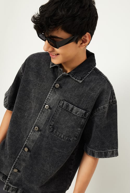 Boys Washed Denim Shirt