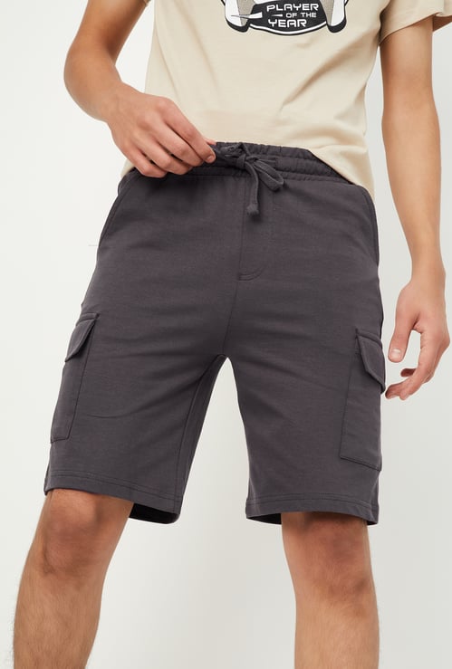 Boys Solid Cargo Shorts