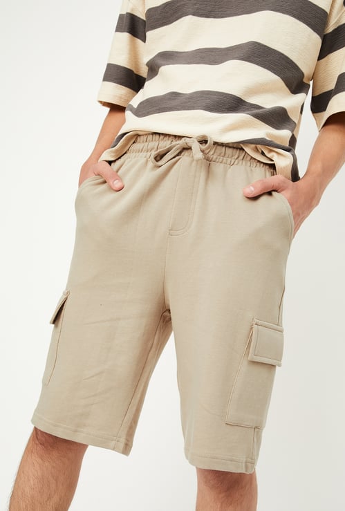 Boys Solid Knit Cargo Shorts