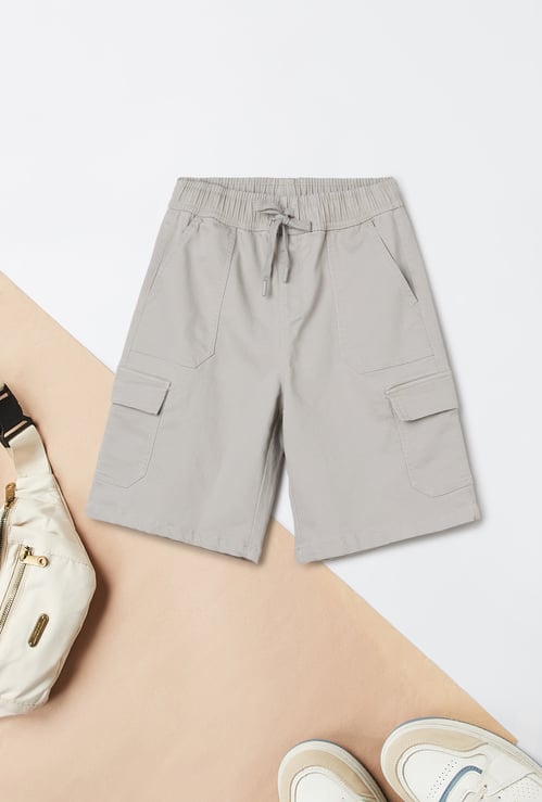 Boys Solid Cargo Shorts