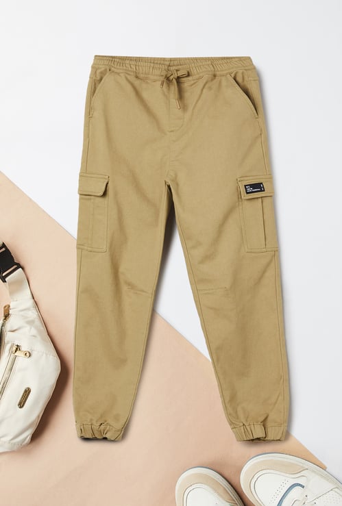 Boys Solid Cargo Joggers