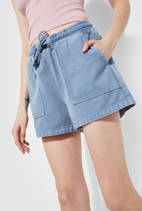 URB_N Women Washed Denim Shorts