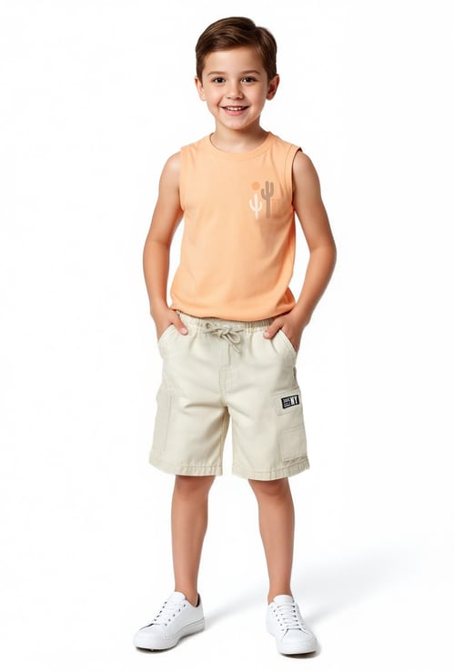 Boys Solid Cargo Shorts