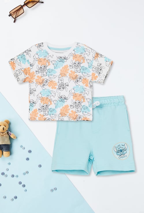 Boys Lilo & Stitch Print Shorts Set