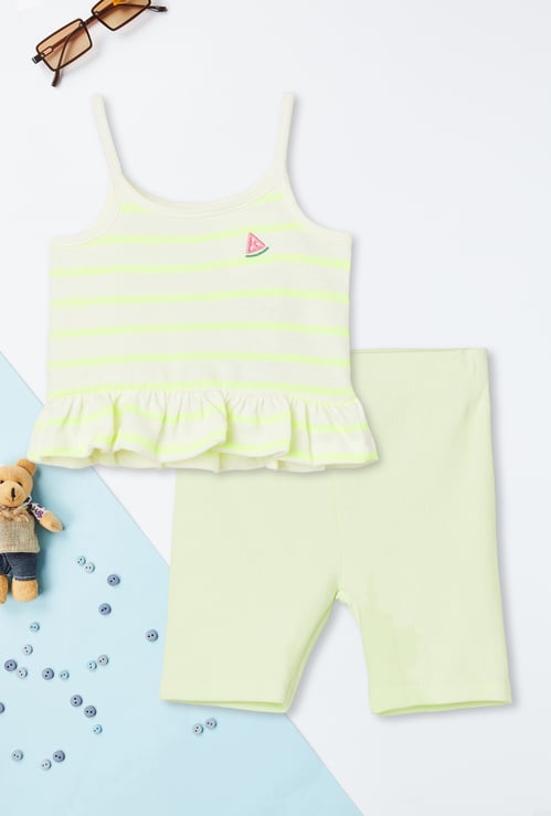 Girls Striped Shorts Set