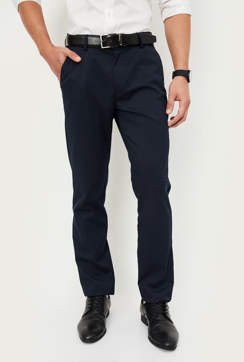 Men Solid Slim Fit Formal Trousers