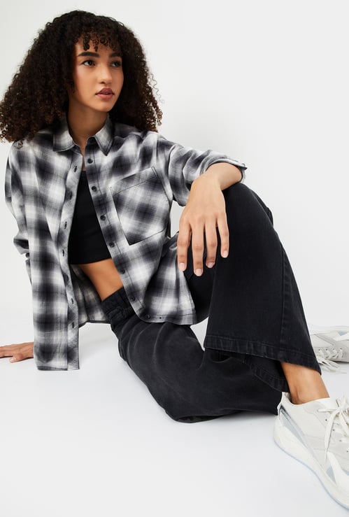 Women Oversized Checked Shirt