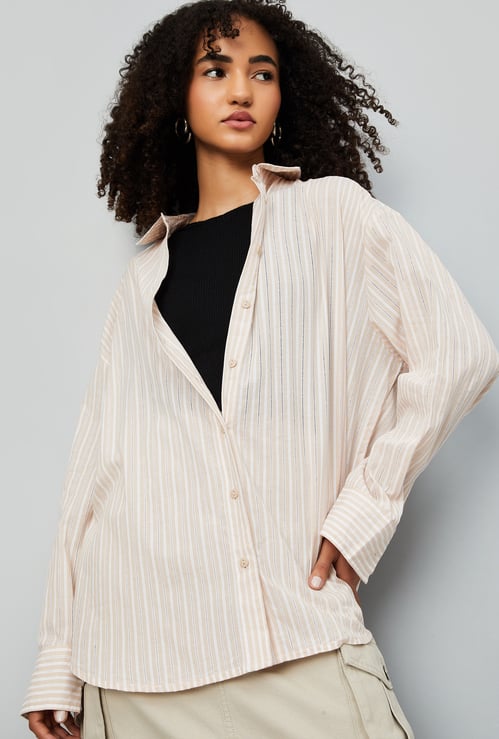 Women Striped Oversized Shirt