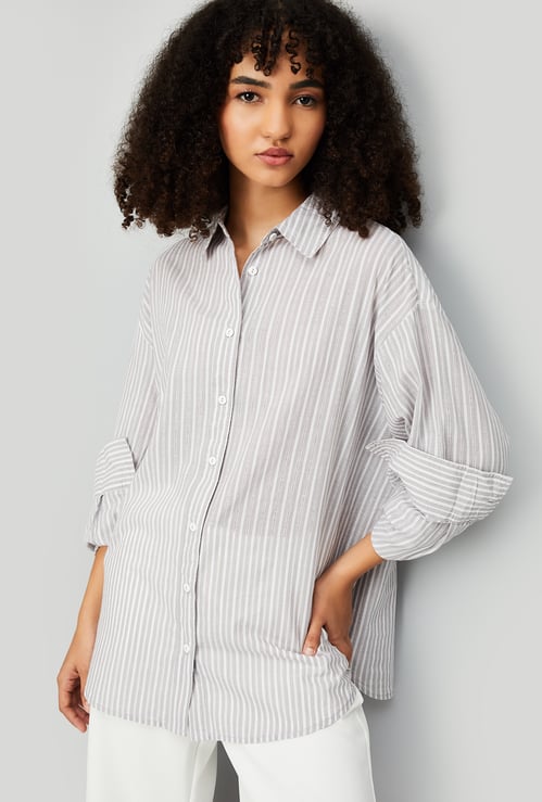 Women Striped Oversized Shirt