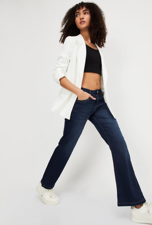 Women Washed Kick Flare Jeans
