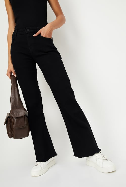 Women Solid Flared Jeans