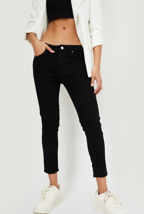 Women Solid Ankle Grazer Jeans
