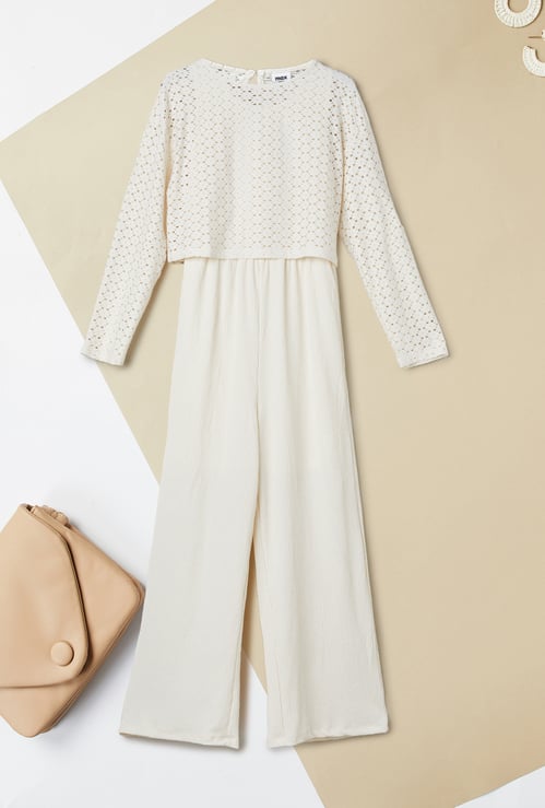 Girls Textured Jumpsuit with Top