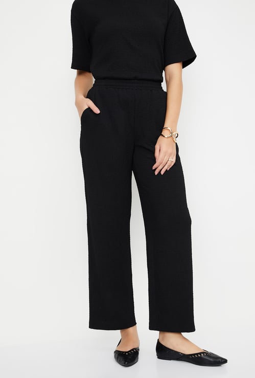 Women Textured Comfort Trousers