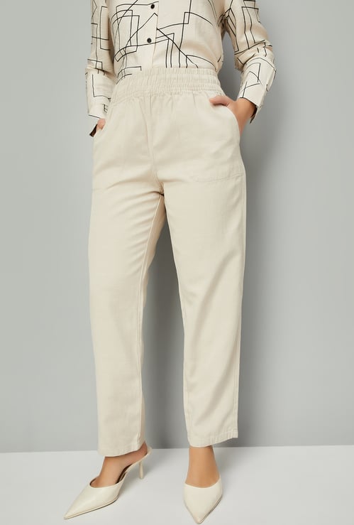 Women Textured Straight Fit Trousers