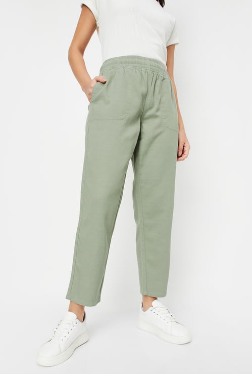 Women Textured Straight Fit Trousers