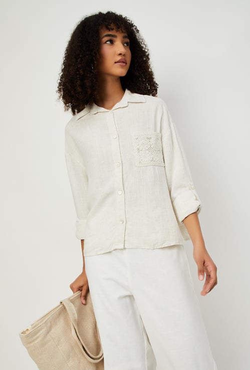 Kalki x Max Women Embroidered Patch Pocket Shirt