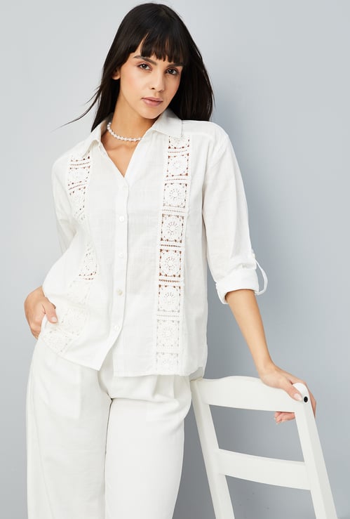 Women Embroidered Oversized Shirt