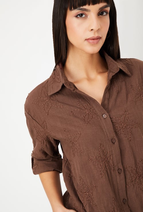 Women Embroidered Oversized Shirt