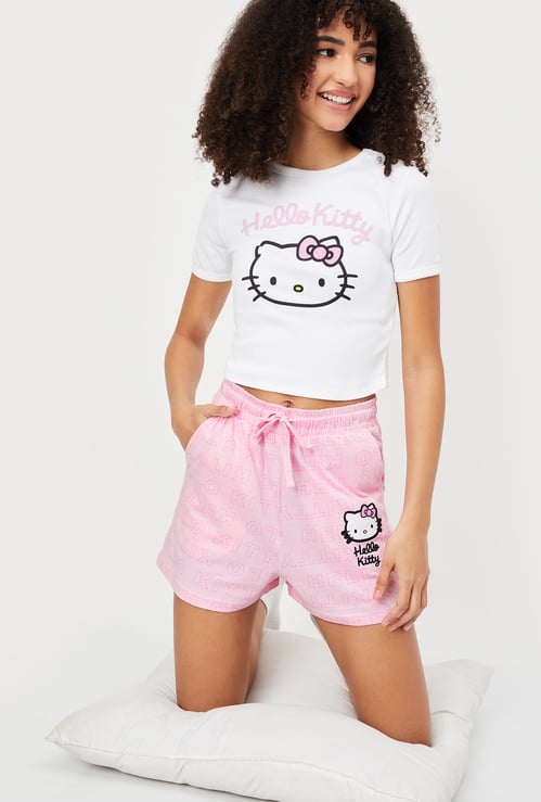 Women Hello Kitty Print Shorts Set