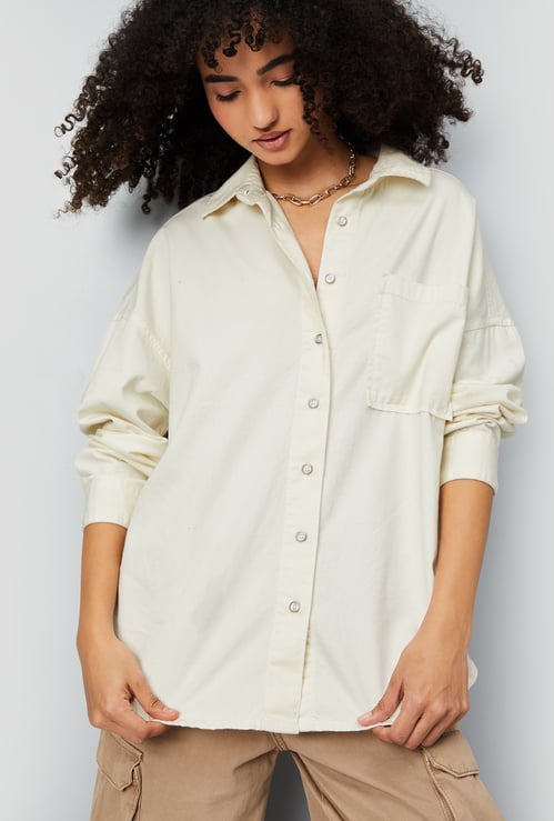 Women Solid Oversized Shirt