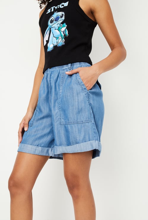 Women Washed Denim Shorts