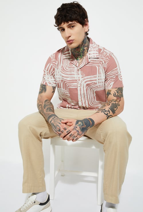 Men Tropical Print Regular Fit Resort Shirt