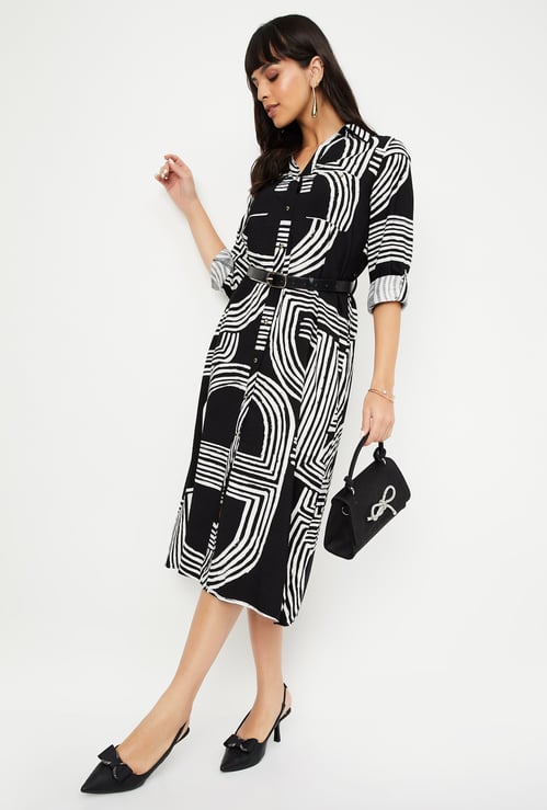 Kalki x Max Women Printed Belted Shirt Dress