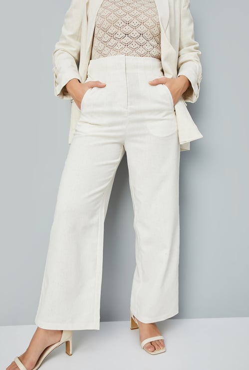 Kalki x Max Women Solid Wide Leg Trousers