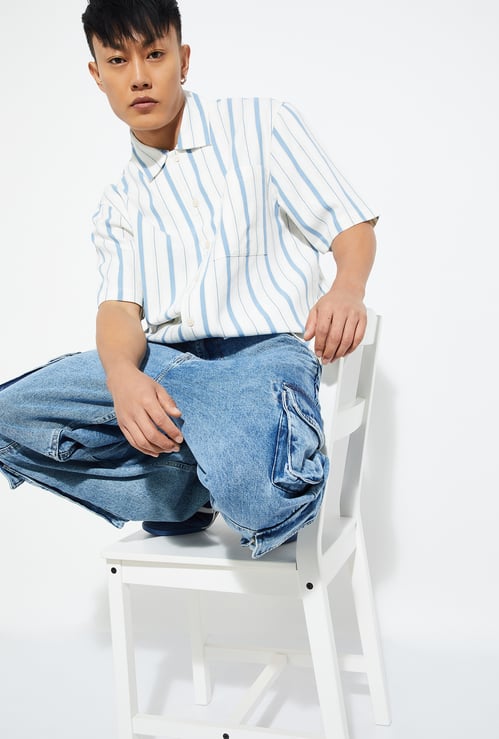 URB_N Men Striped Boxy Fit Shirt