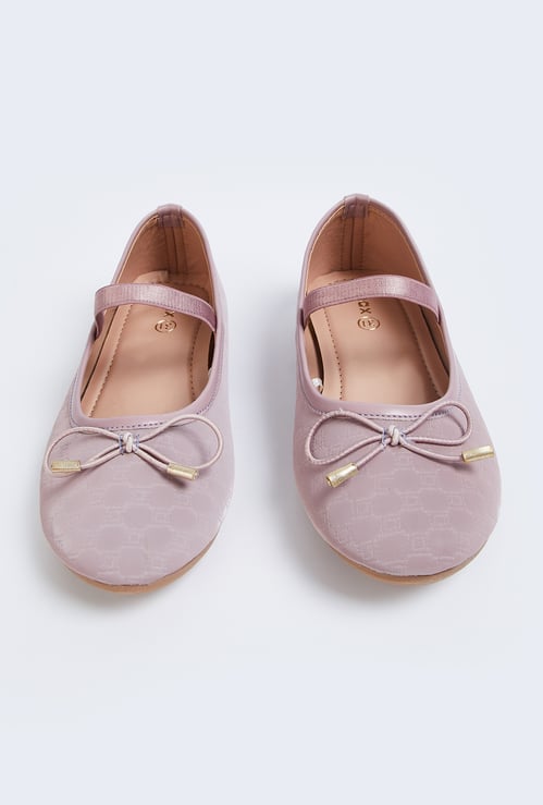Girls Textured Bow Ballerinas