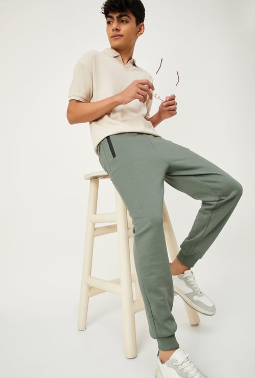 Boys Solid Relaxed Fit Joggers