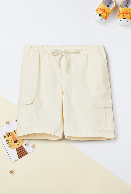 Boys Solid Elasticated Cargo Shorts