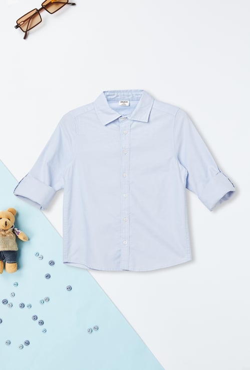 Boys Solid Oversized Shirt