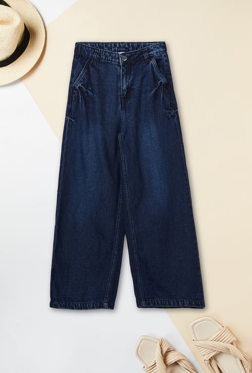 Girls Washed Flared Jeans